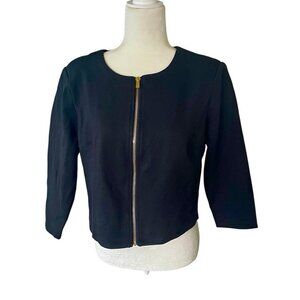 Philosophy Women's Black Ponte Full Zip Cropped Blazer Jacket Size Medium